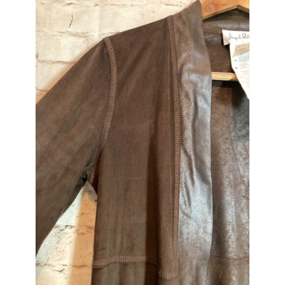 Joseph Ribkoff Top Womens 8 Dark Chocolate Faux Suede Open Front Lagenlook - Picture 13 of 13